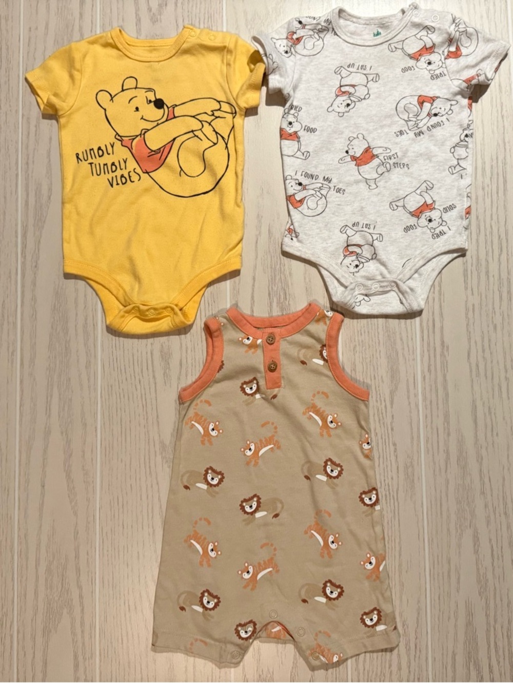 Disney‎ Baby Garanimals Boys 12M 3Pc Bundle Pooh Bodysuits Romper